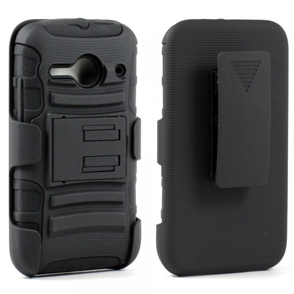 Wholesale Alcatel One Touch Evolve 2 4037 Armor shell Holster Combo Belt Clip (Black)